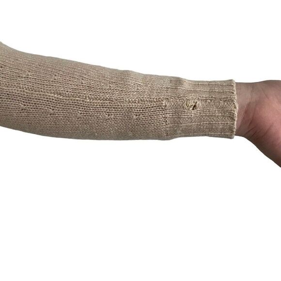 Vintage 1960s Womens Jaeger Cashmere Wool Blend Beige Tan Preppy Cardigan XS - Picture 8 of 8